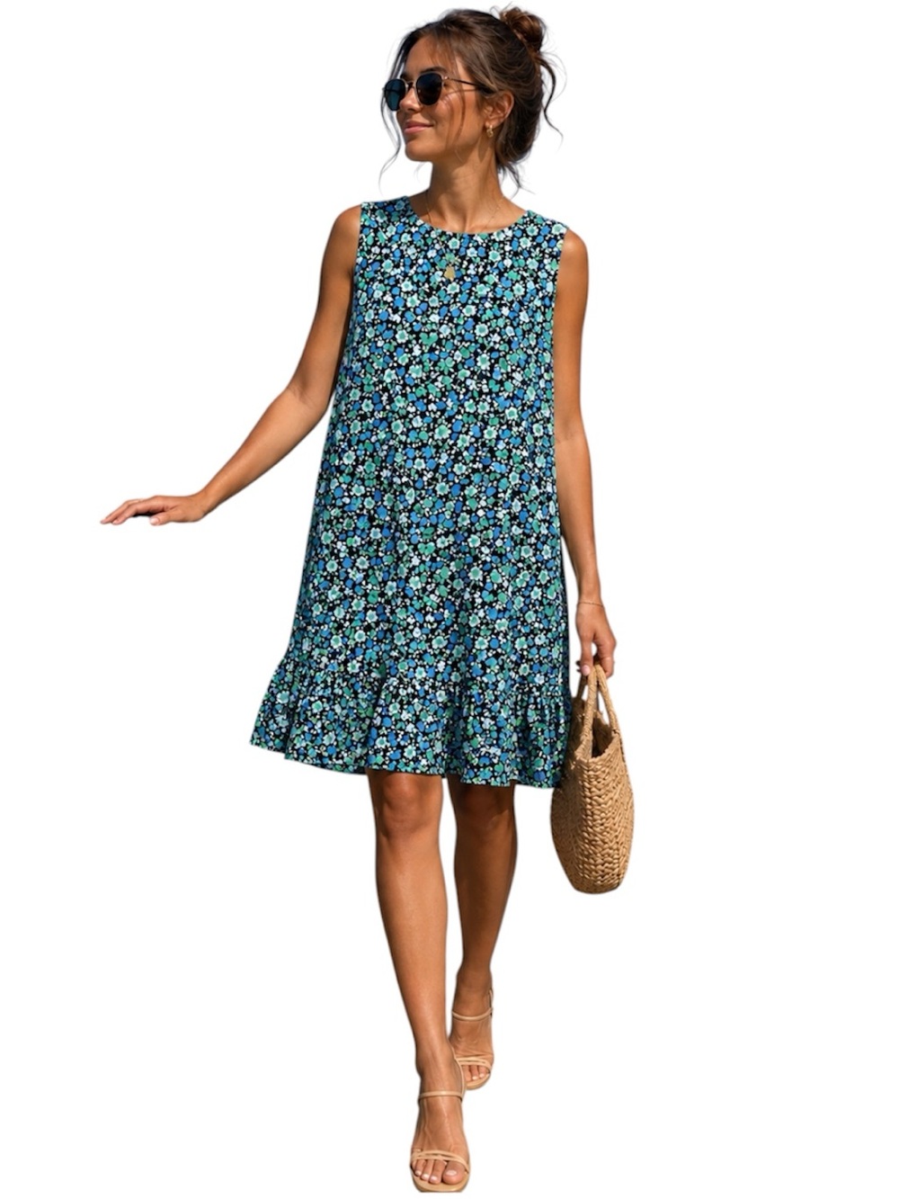 Loft Floral Tiered Shift Dress Size XL Ruffle Hem